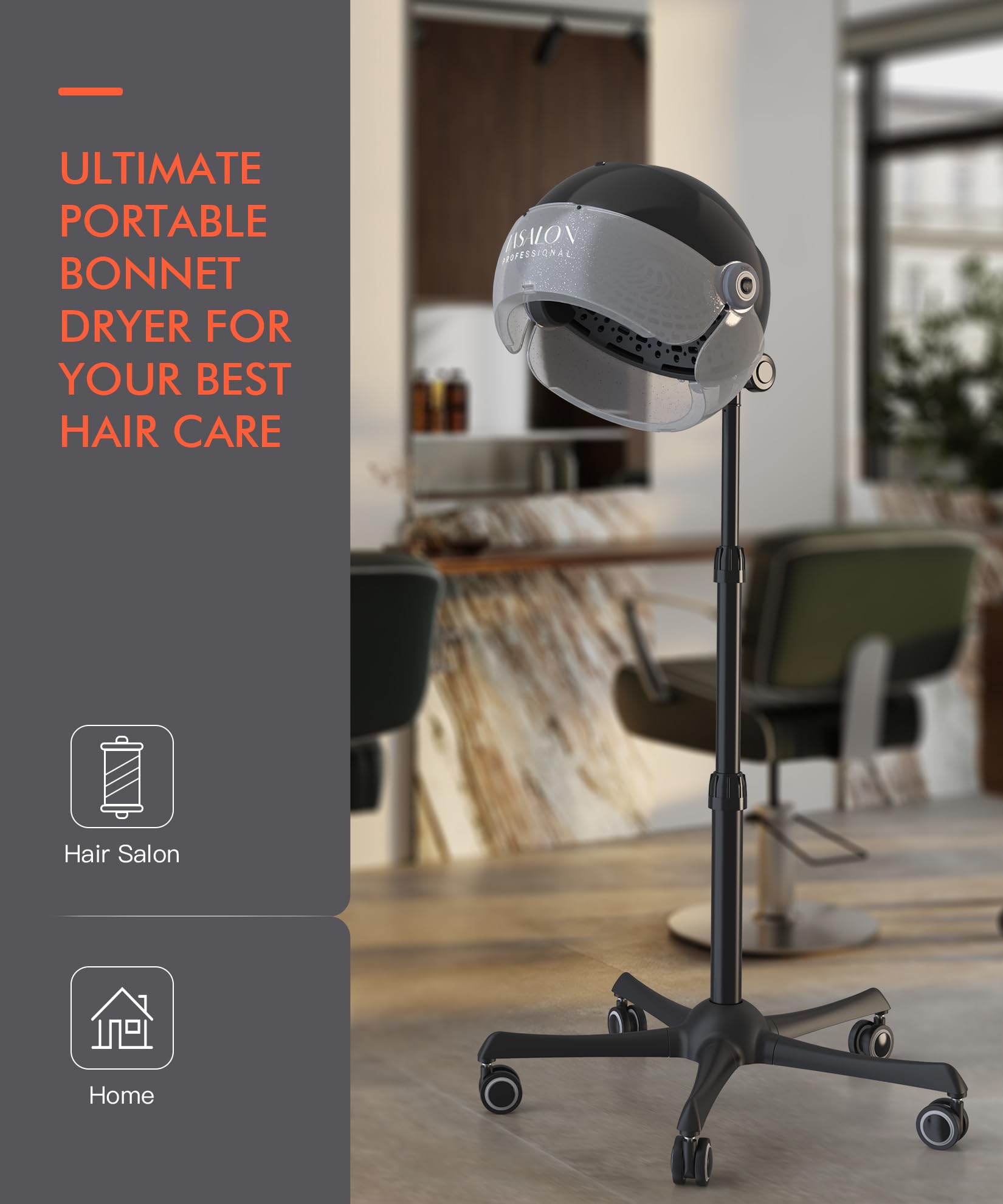 TASALON portable bonnet dryer suitable for home and salon use.