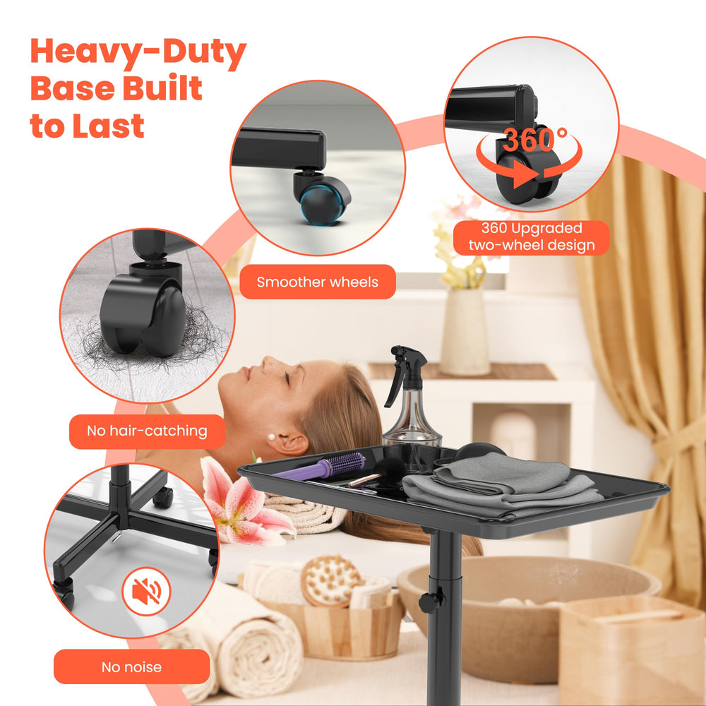 TASALON rolling salon cart cross-base design enhances stability