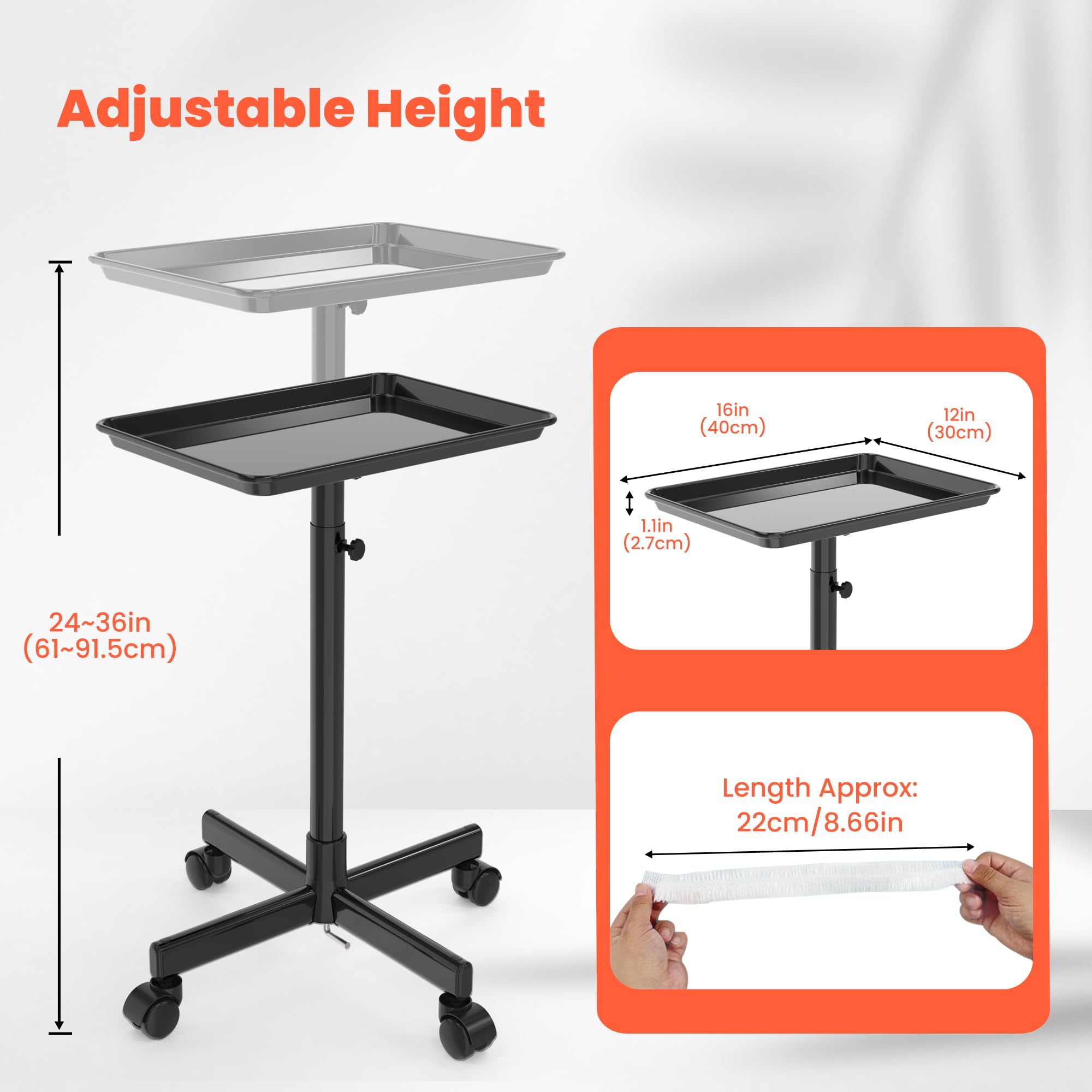 TASALON rolling salon cart wheels enabling smooth movement around the station