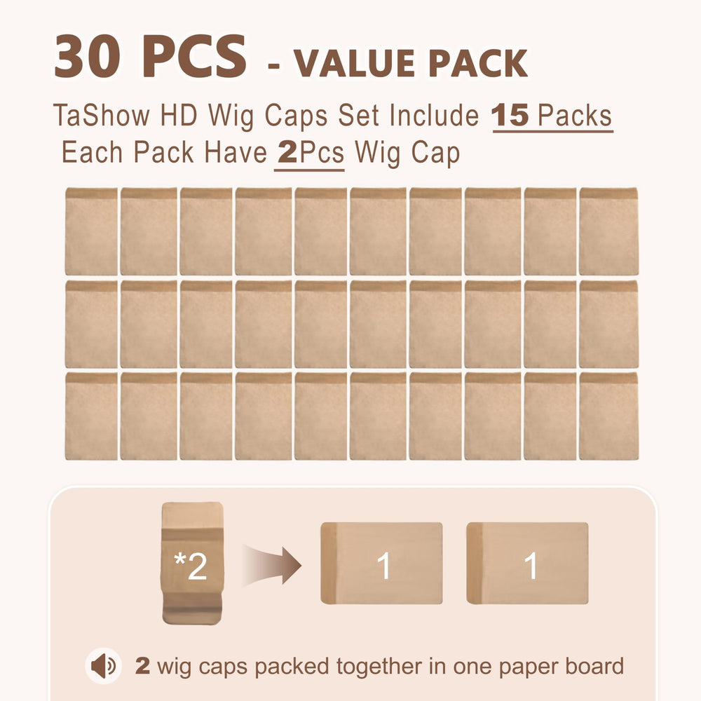 TaShow natural-look wig cap blends with skin tone for seamless styling.