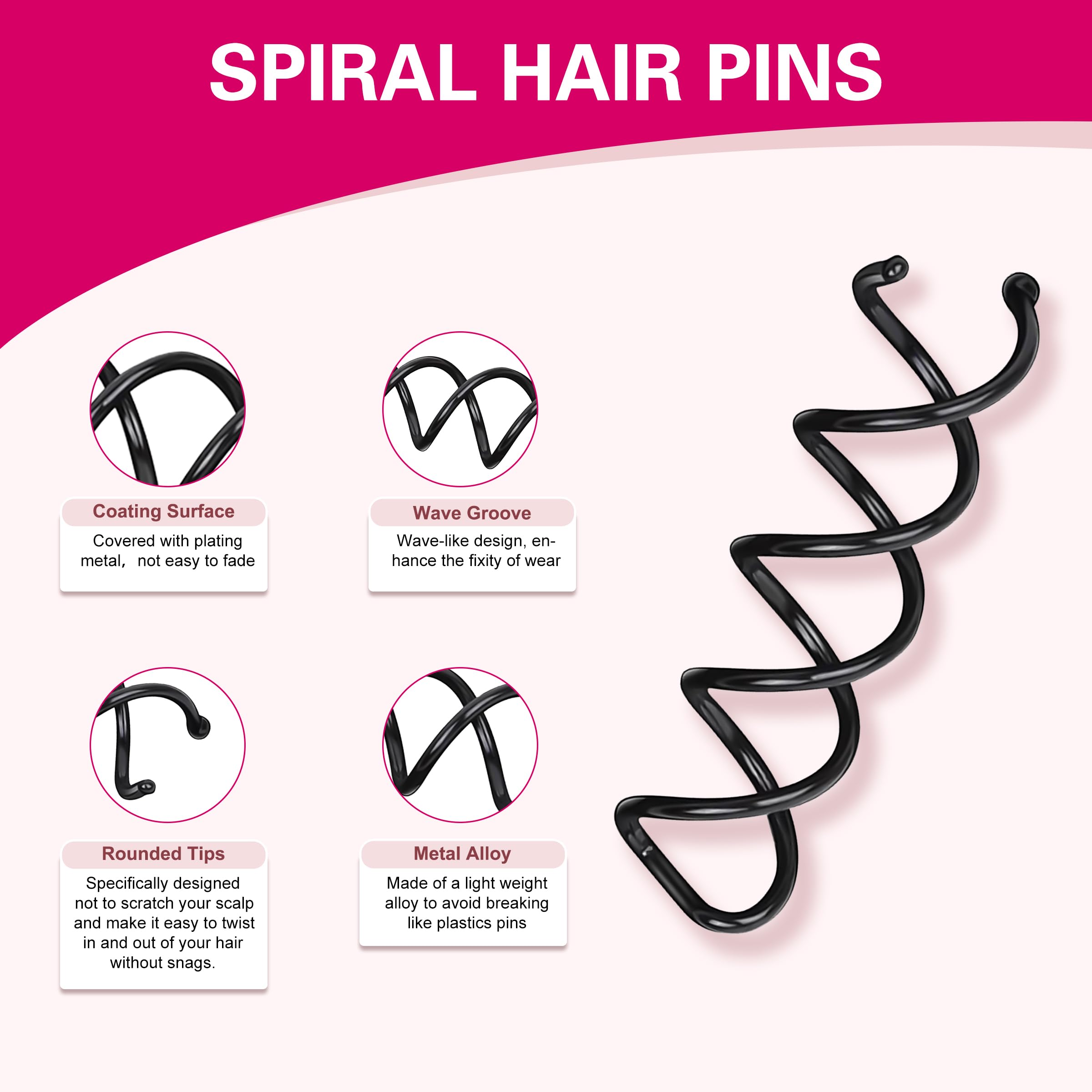 TaShow rose gold spiral hair pin close-up with stylish finish