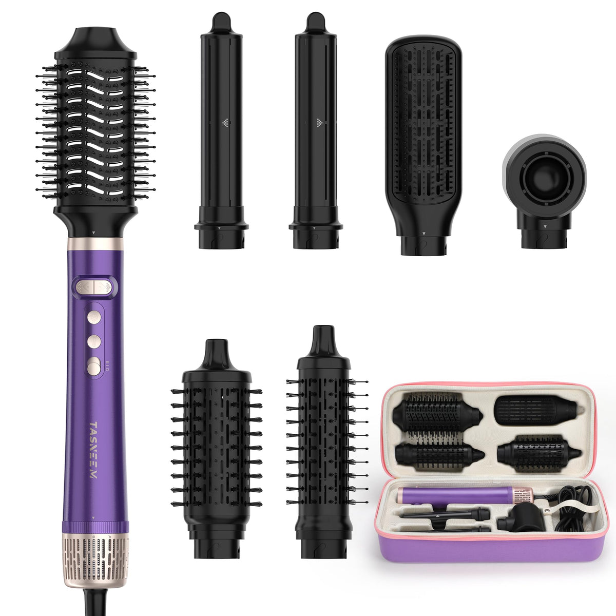Tasneem 7-in-1 hot air styler motor for quick drying and salon-like results.
