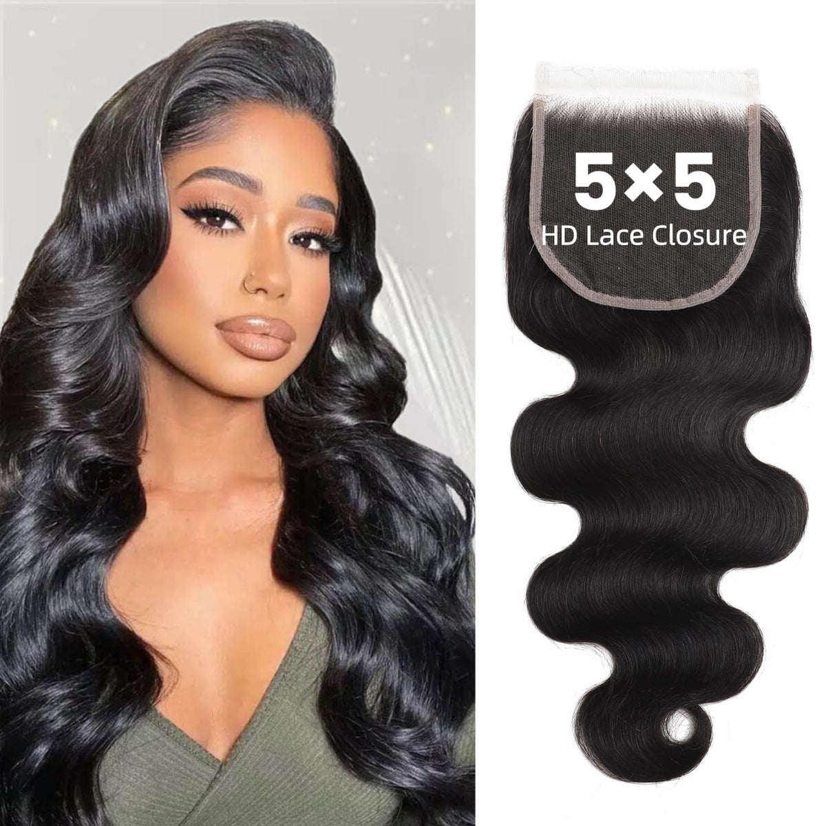 TATAYOOBOBO 5x5 HD lace closure close-up showing ultra-thin lace for comfort