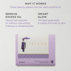 TATCHA Aburatorigami showcases velvety abaca leaf texture for gentle oil control.