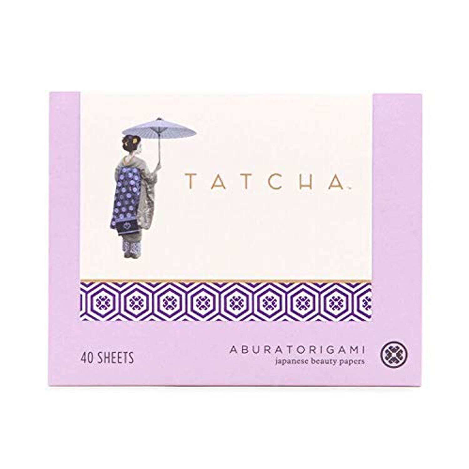 TATCHA Aburatorigami blotting papers absorb excess oil without disturbing makeup for a fresh matte finish.