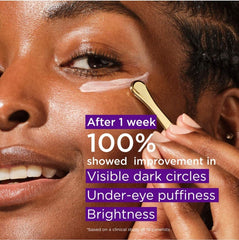Gentle tapping around the under-eye with TATCHA Brightening Eye Cream.