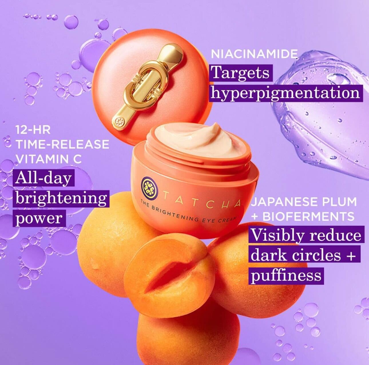 Dispense shot demonstrating controlled amount of TATCHA Eye Cream.