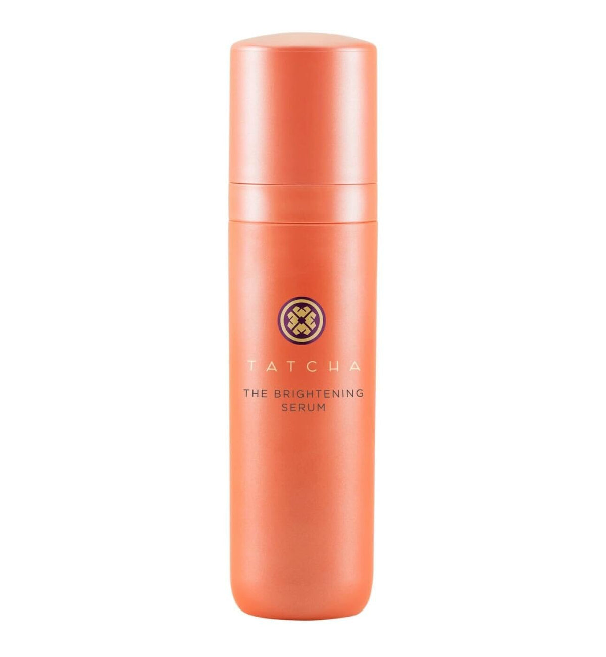TATCHA Brightening Serum bottle close-up showing glow from vitamin C