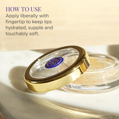 Application shot of Camellia Gold Spun Lip Balm for smooth lips