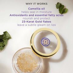 Tatcha lip balm packaging with premium gold sheen and compact design