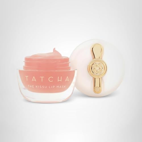 TATCHA Kissu Lip Mask glossy sheen on lips after use.