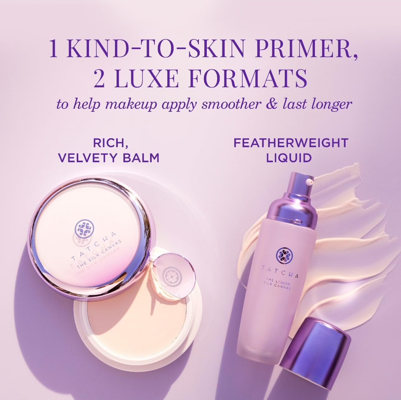 Tatcha Liquid Silk Canvas foil packaging closeup suggests luxury yet lightweight formula