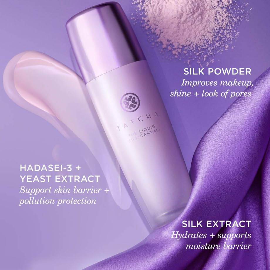 Tatcha Liquid Silk Canvas silk texture detail highlights smooth, air-light skin prep