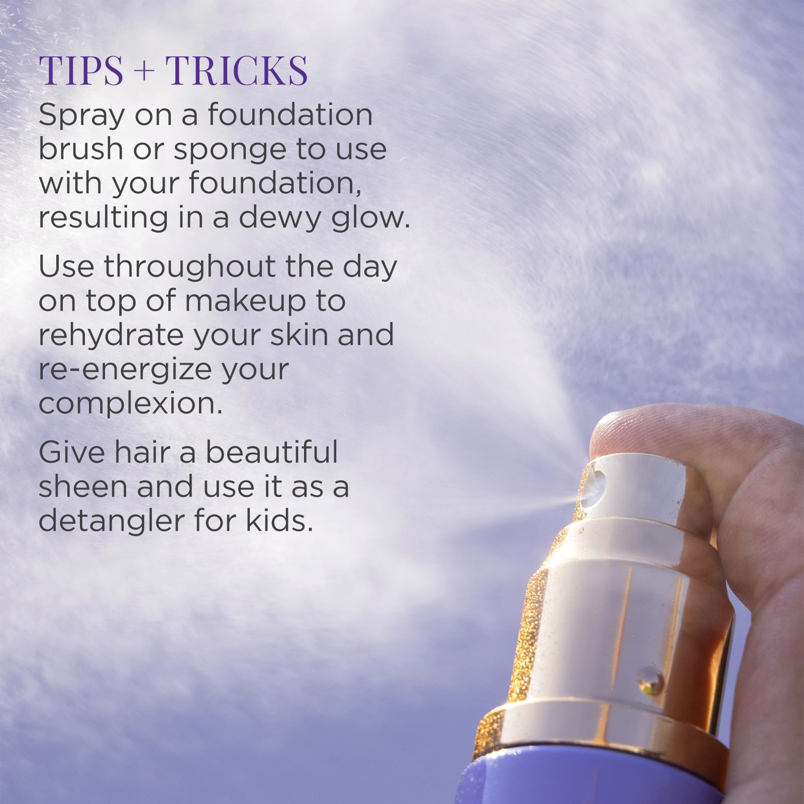 Tatcha Luminous Dewy Skin Mist with hyaluronic acid hydrates all day.