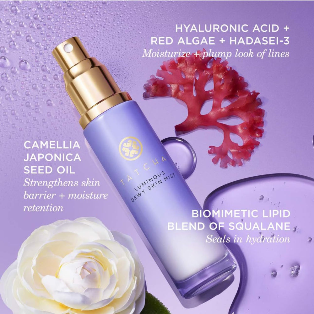 Tatcha Luminous Dewy Skin Mist travel-friendly spritz for quick refresh.