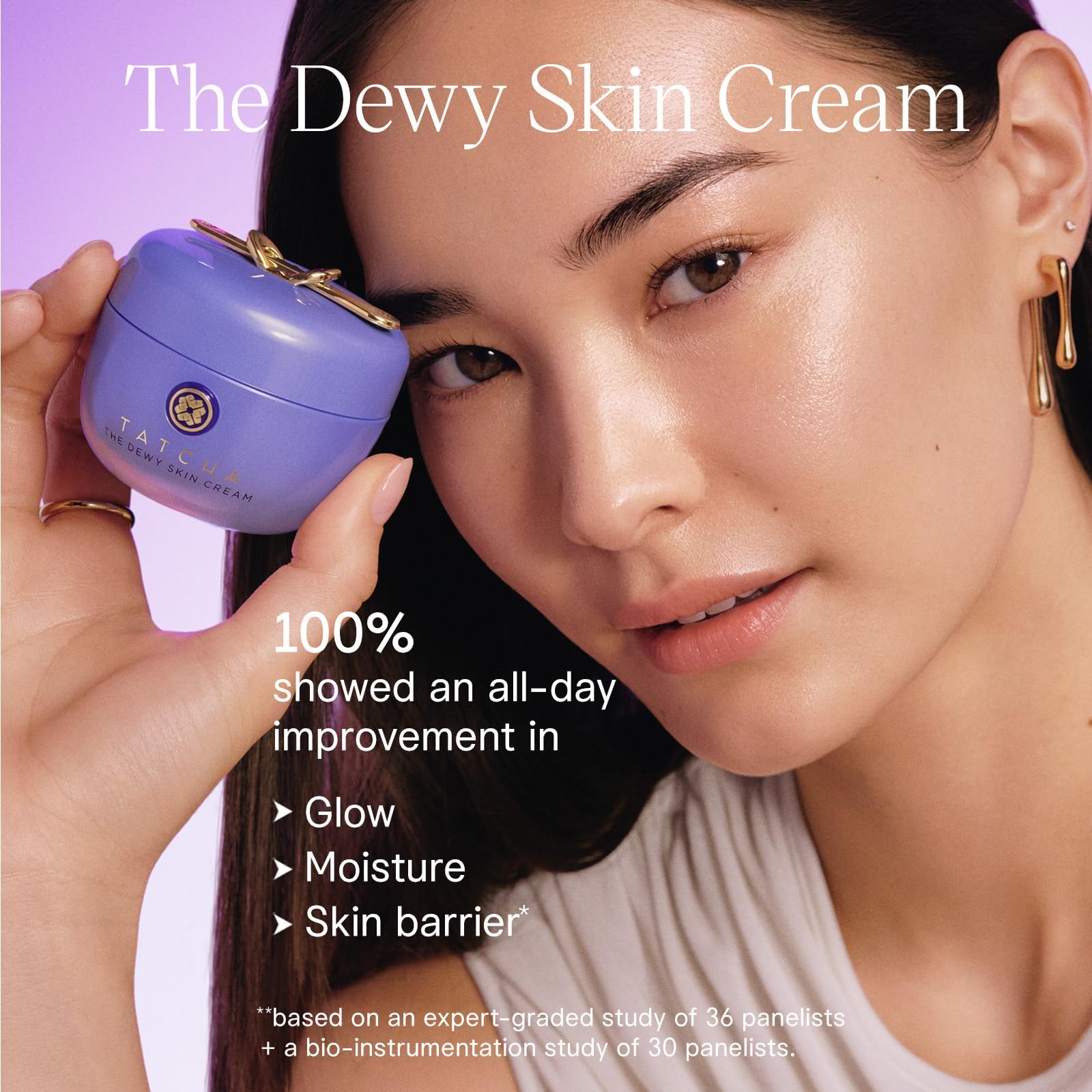 Tatcha Moisture-retention visual promoting dewy skin.