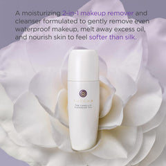TATCHA Pure One Step Camellia Cleansing Oil makeup remover close-up showing silky texture