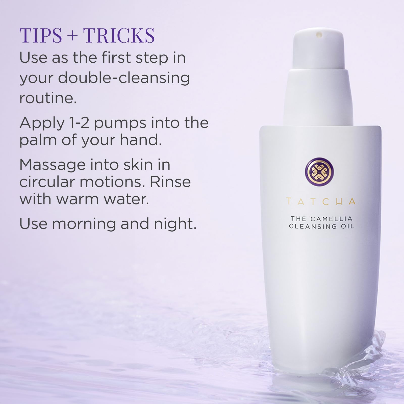 TATCHA cleansing oil water activation demonstration
