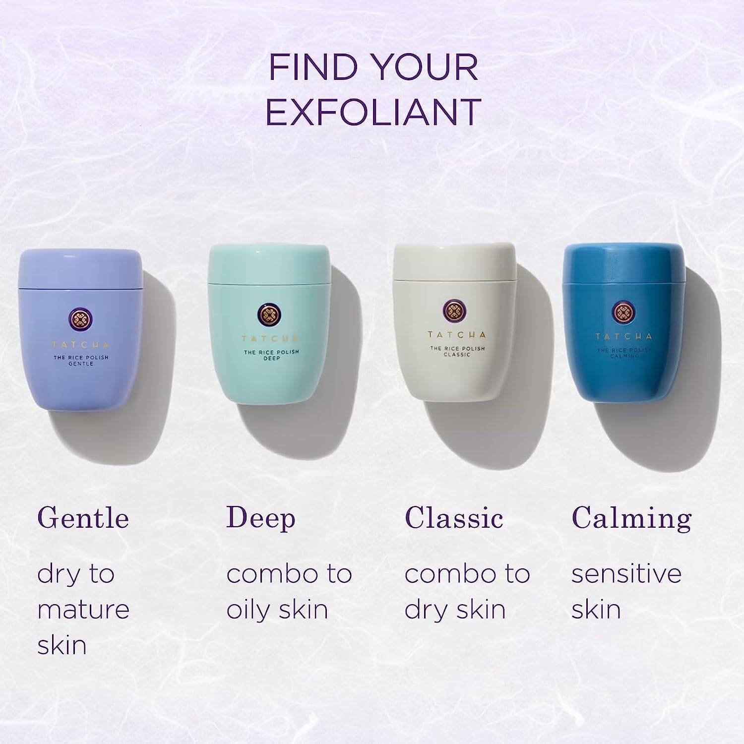 Tatcha Rice Polish Classic on bathroom shelf for a premium self-care moment.