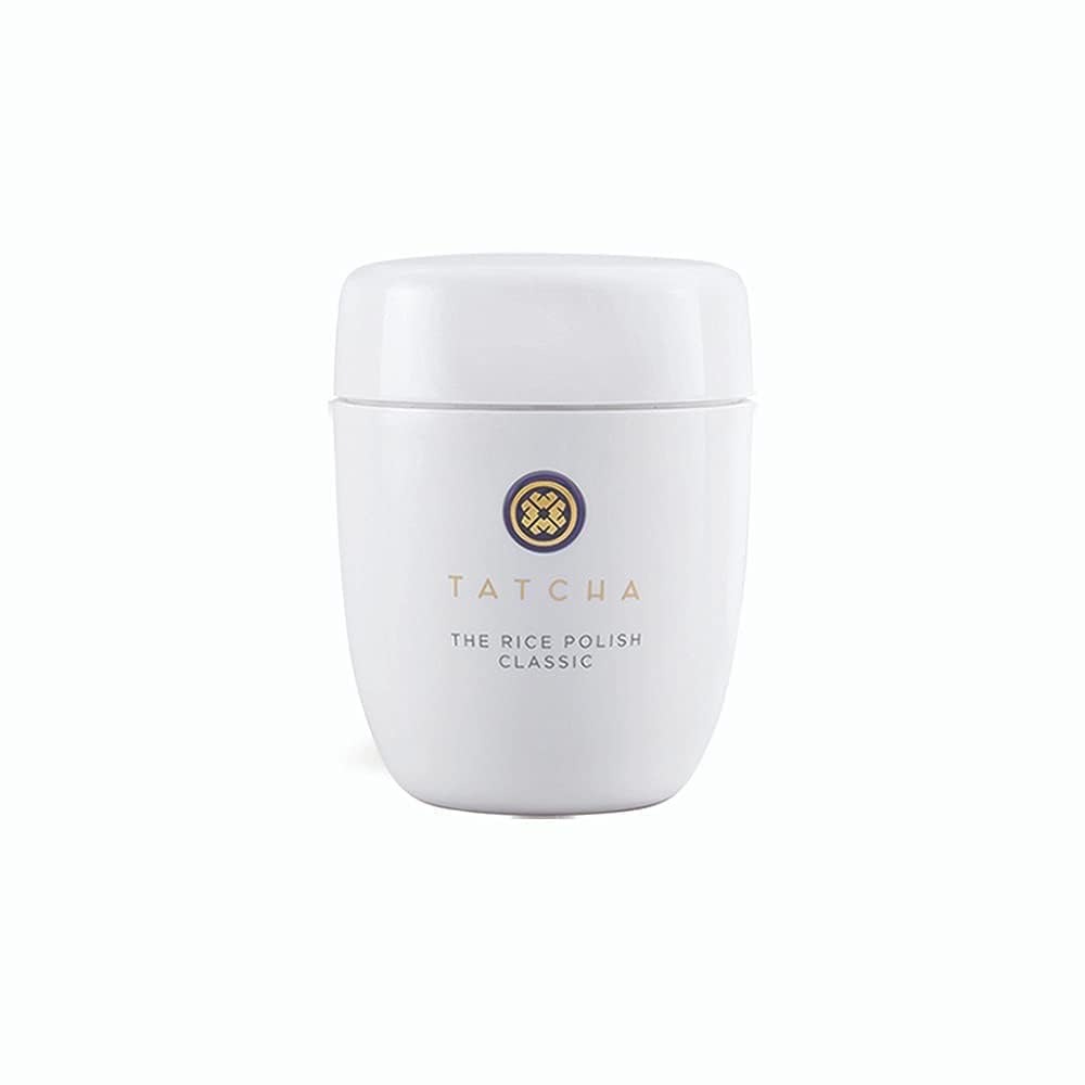 Tatcha Rice Polish Classic jar open for daily exfoliation and smoother skin.