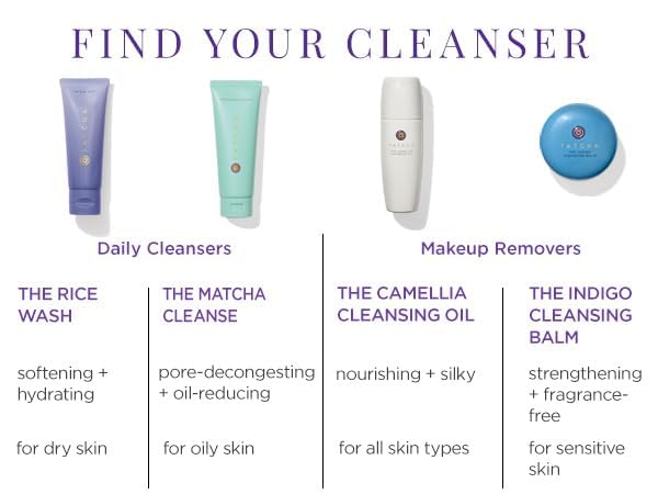 TATCHA Rice Wash bottle packaging closeup, premium skincare experience.