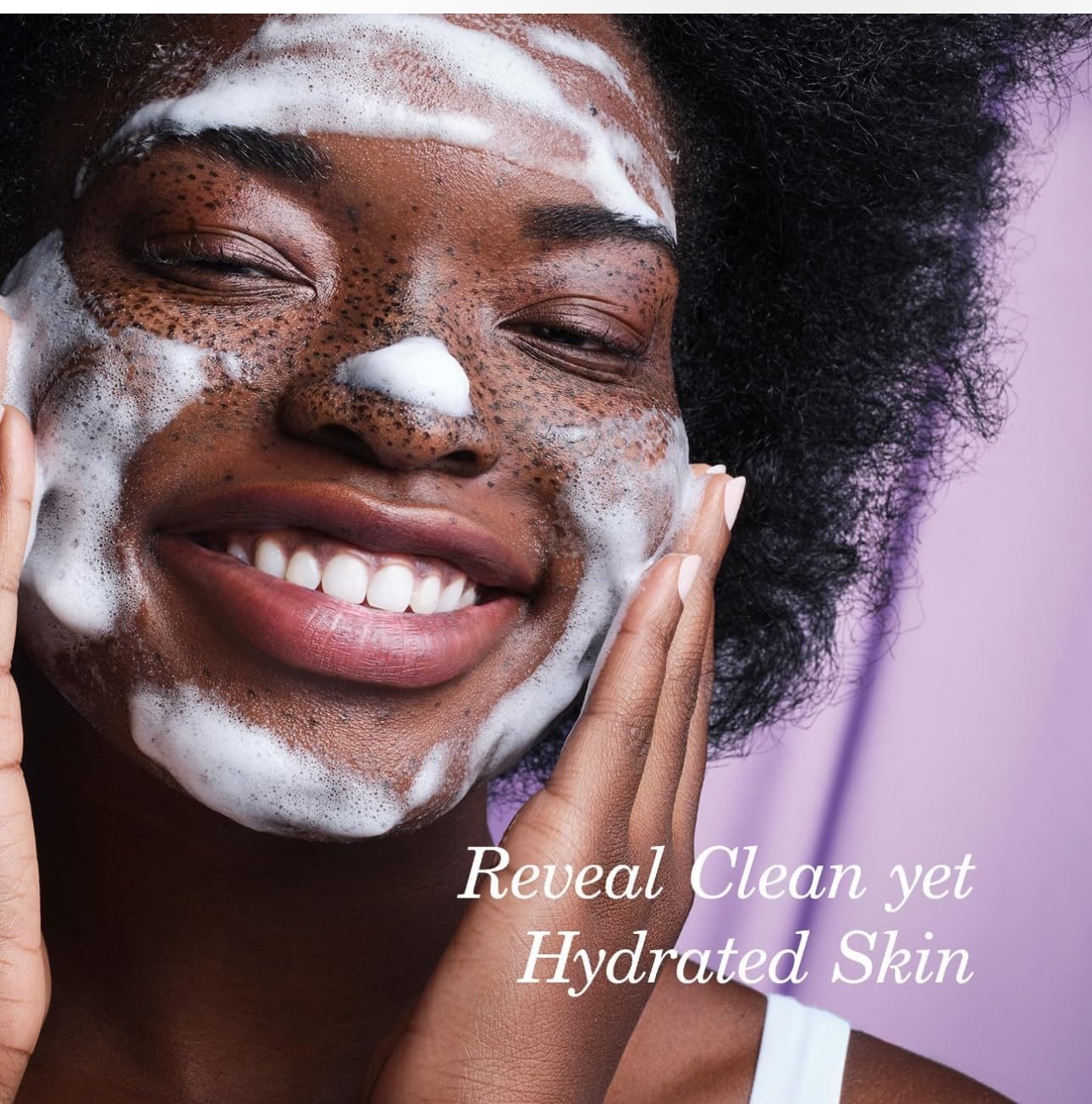 TATCHA Rice Wash hand massage scene suggests gentle, spa-like cleansing rituals.