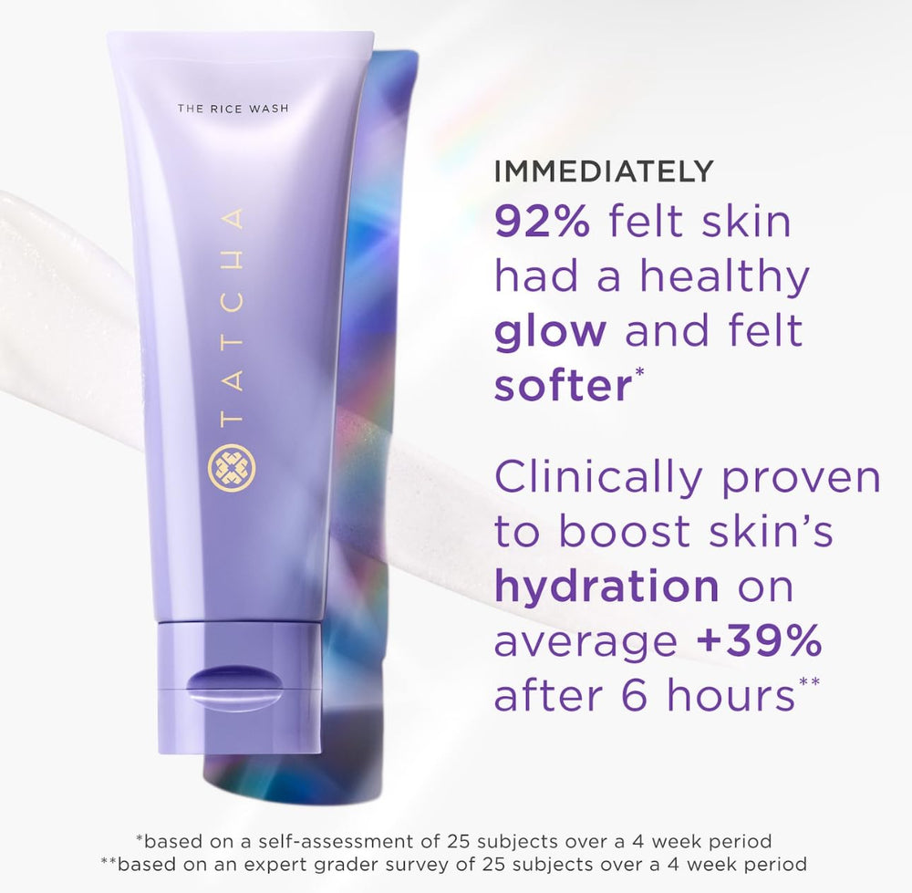 TATCHA Rice Wash routine shot, simple step in morning skincare.