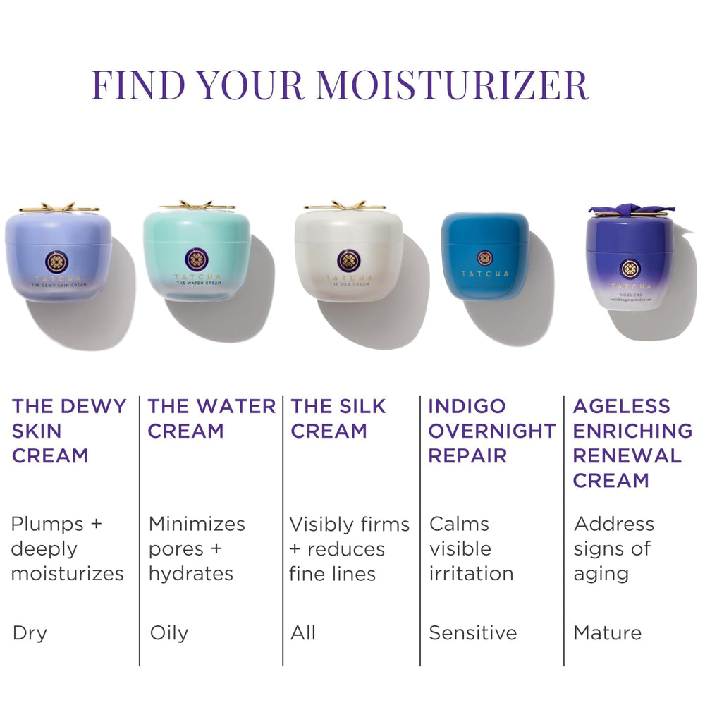 TATCHA Silk Cream product display emphasizes luxury texture.