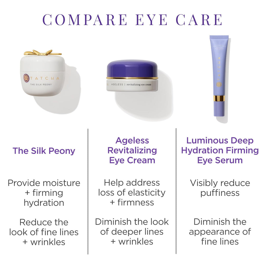 TATCHA Silk Peony natural radiance eye look after use.