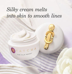 TATCHA Silk Peony eye cream packaging box for premium daily skincare.