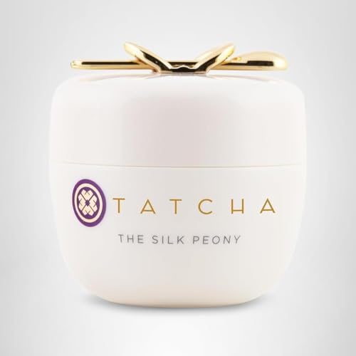 TATCHA Silk Peony packaging detail emphasizes luxury skincare design.