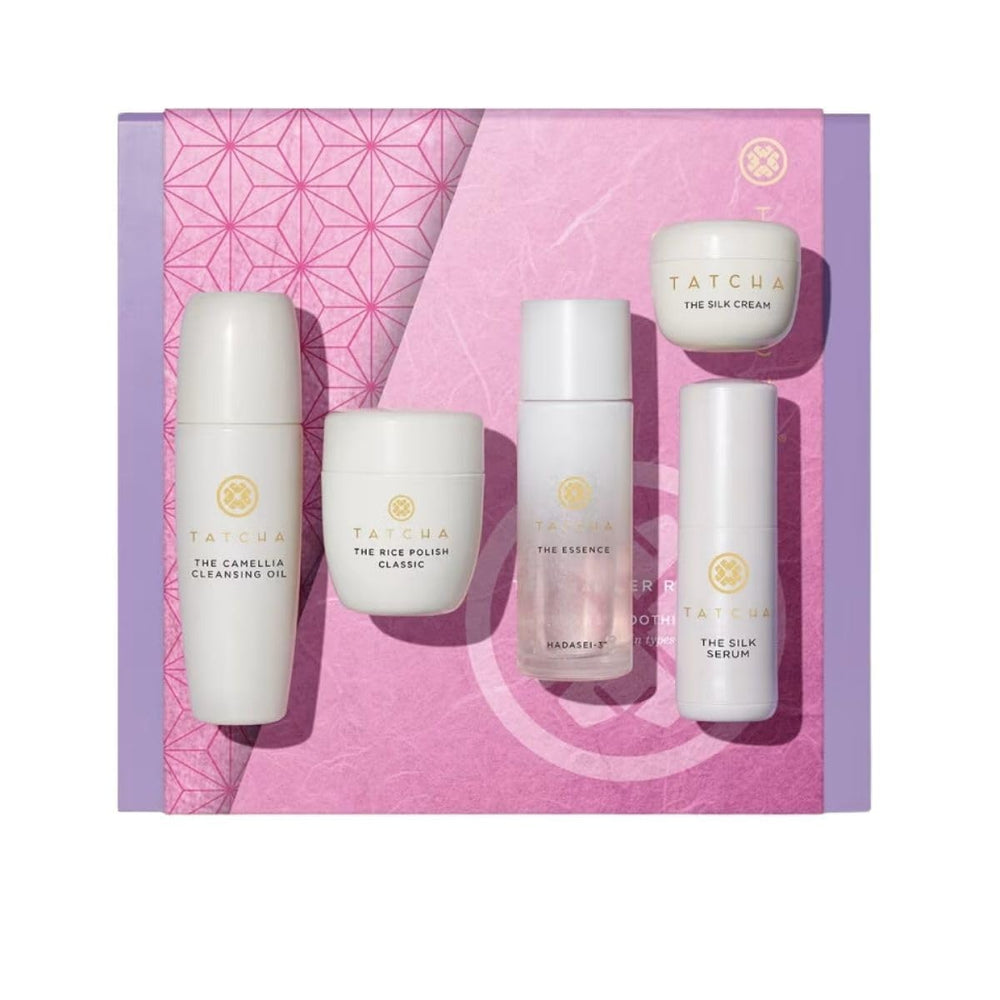 TATCHA cleansing oil bottle shows quick makeup removal for refreshed skin.