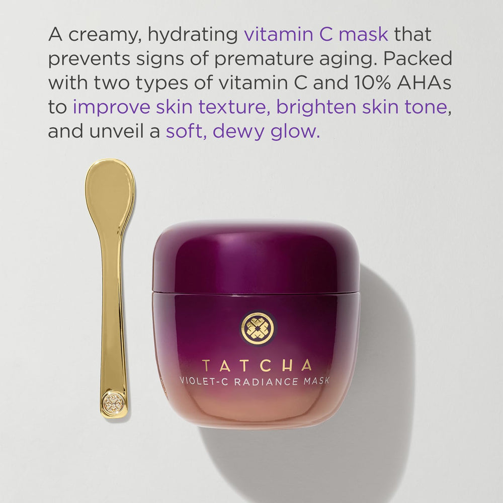 TATCHA Violet-C Radiance Mask texture swatch highlighting smoothing potential.