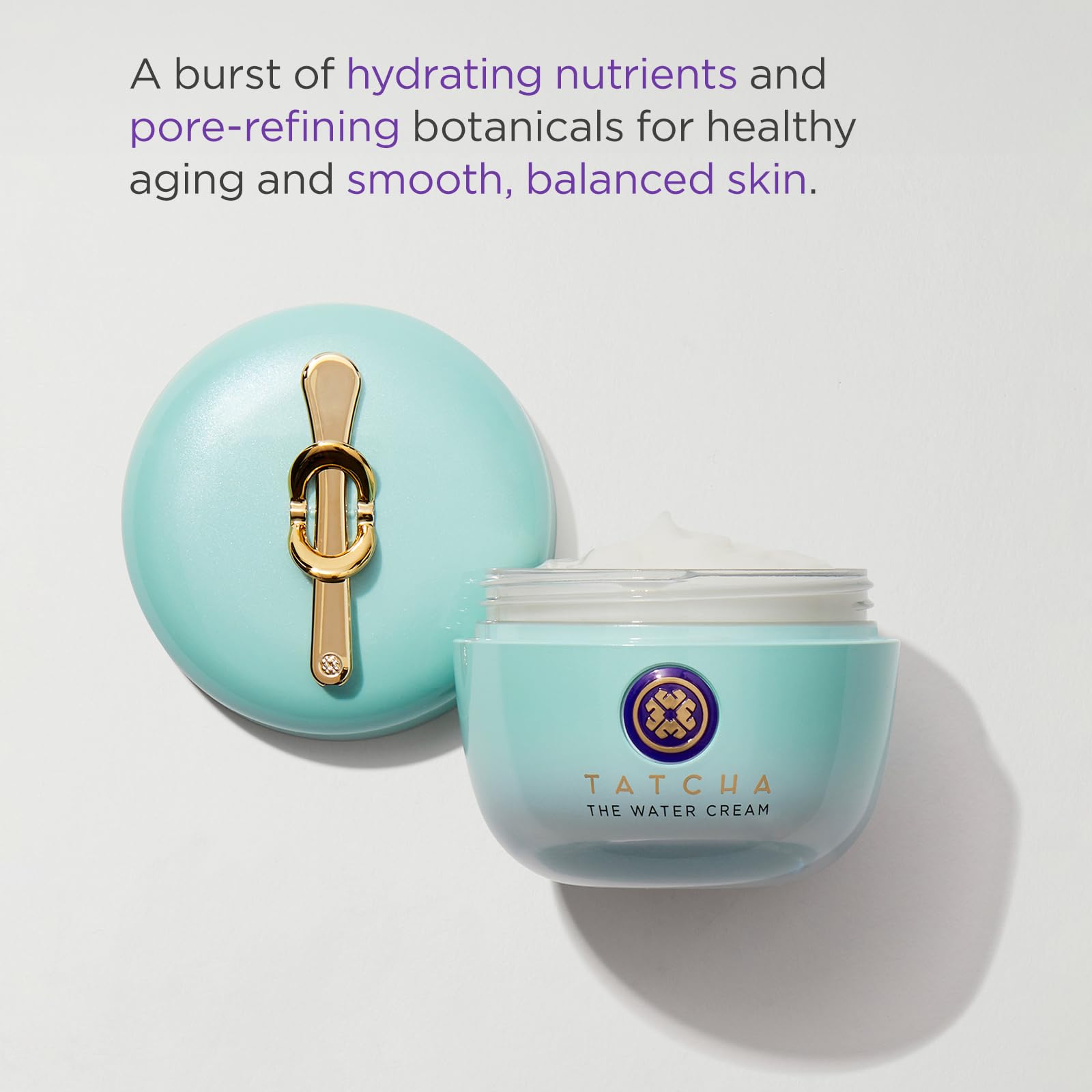 TATCHA Water Cream texture delivers lightweight hydration with a breathable finish.
