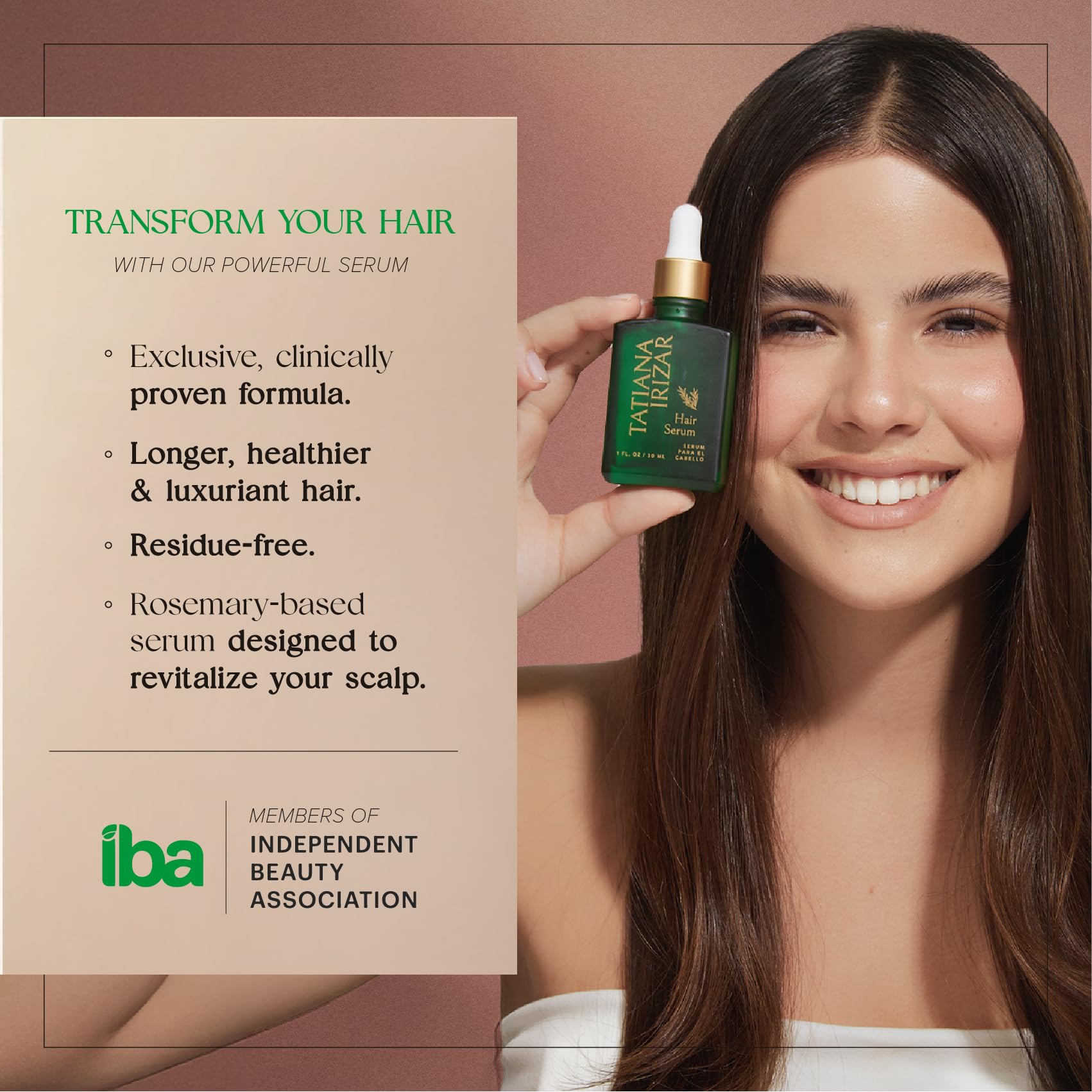 Tatiana Irizar blend with rosemary, amla, and caffeine nourishes roots.