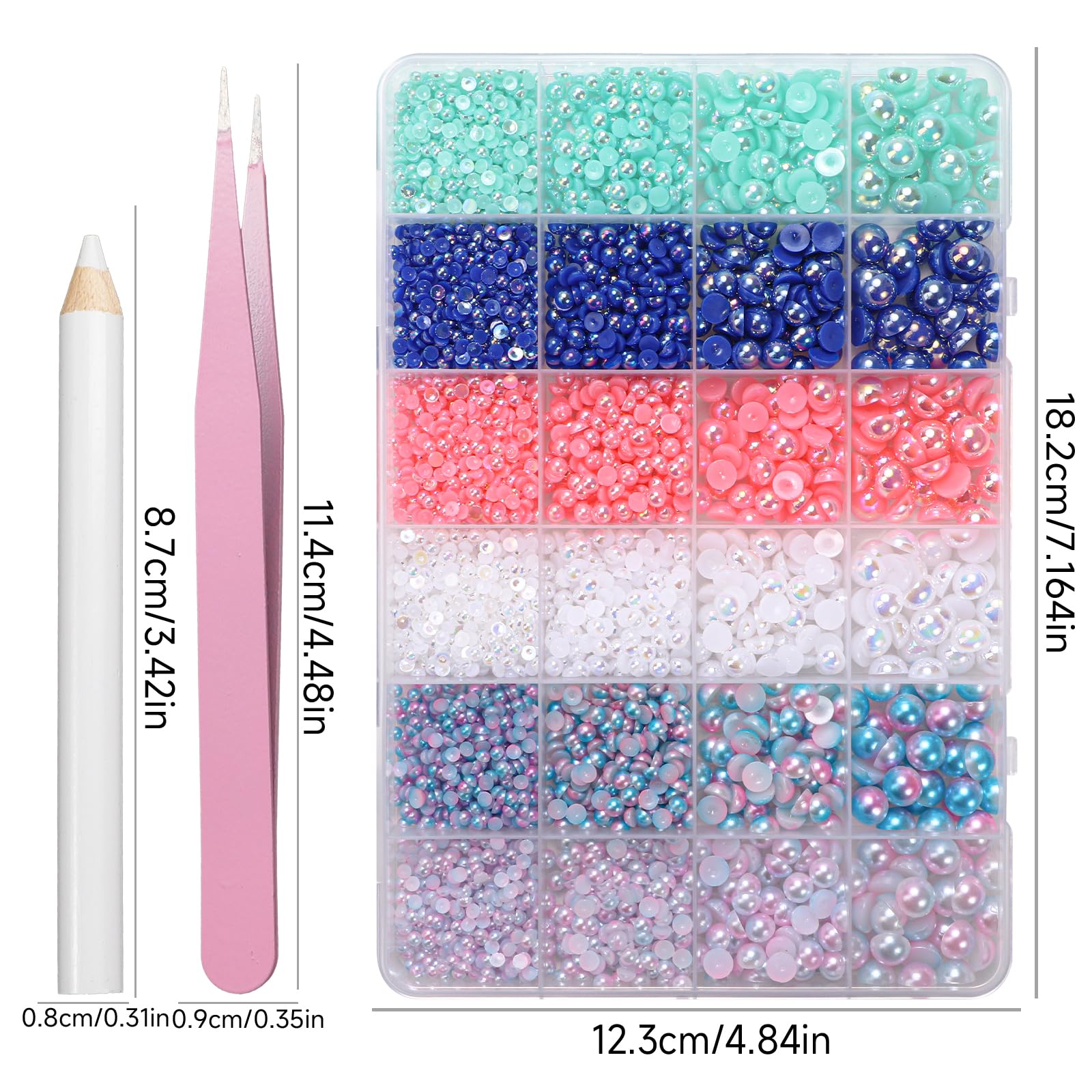 Tatiwoo perlas de 3, 4, 6 y 8 mm, tamaños variados para arte de uñas.