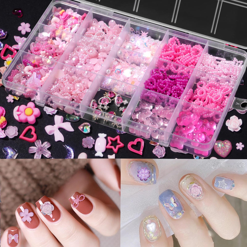 Tatiwoo pink planet Saturn charms offer modern sci-fi inspired nail ideas.