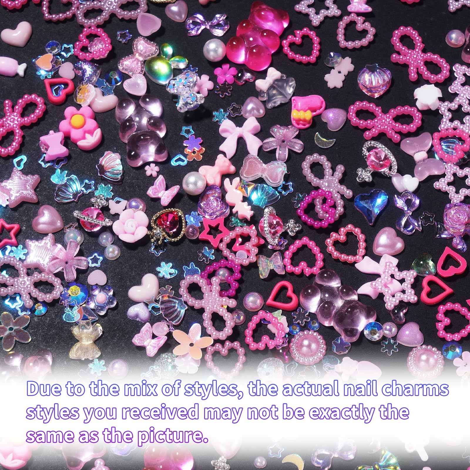 Tatiwoo pink star moon charms create playful accents for creative nail art.