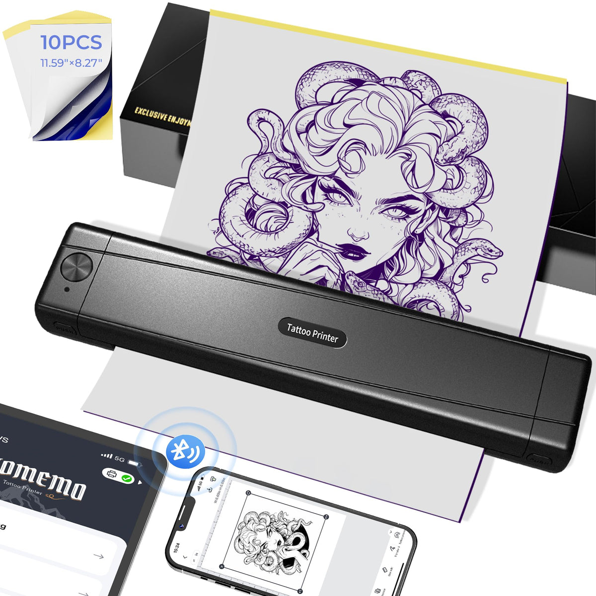 TATTMUSE 2026 wrinkle-resistant print head enables precise stencil creation.