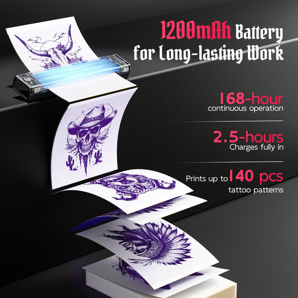 TATTMUSE Bluetooth stencil printer app provides free designs and AI tools for custom stencils.