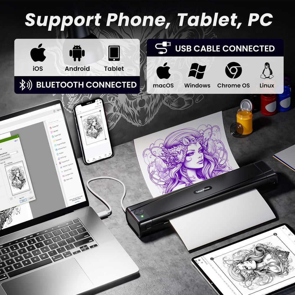 TATTMUSE transfer paper included helps you start printing right away.
