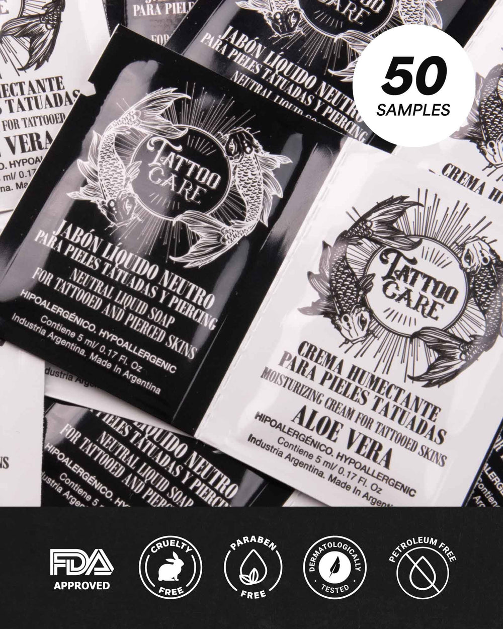 Tattoo Care brightening cream application enhances tattoo clarity and color.