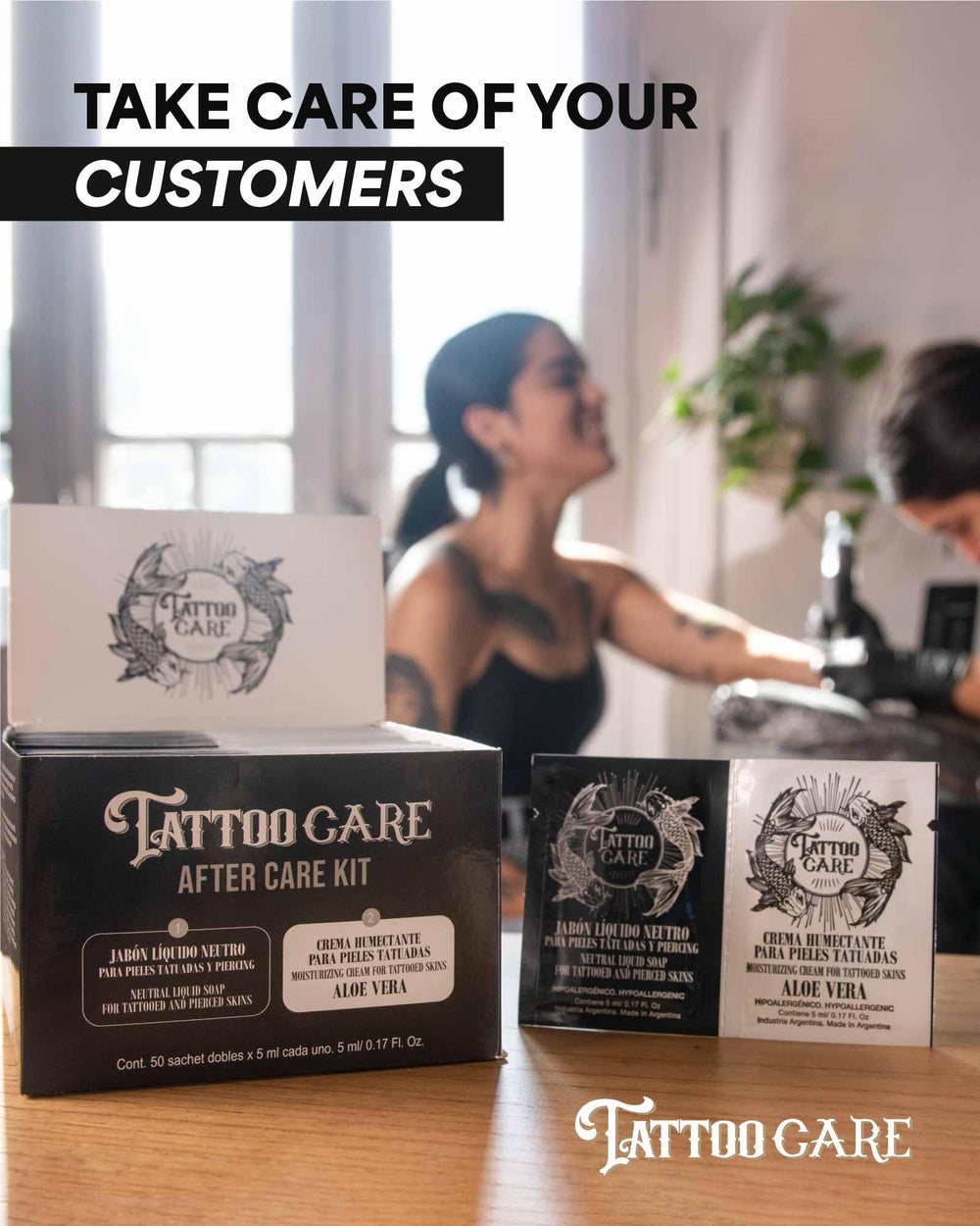 Tattoo Care travel-friendly pillow pack fits in bags for on-the-go care.