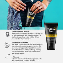 Color preservation focus showing vibrant healed tattoo with Tattoo Goo aftercare.