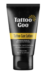 Tattoo Goo Tattoo Care Lotion bottle for daily hydration of healed ink without clogging pores.