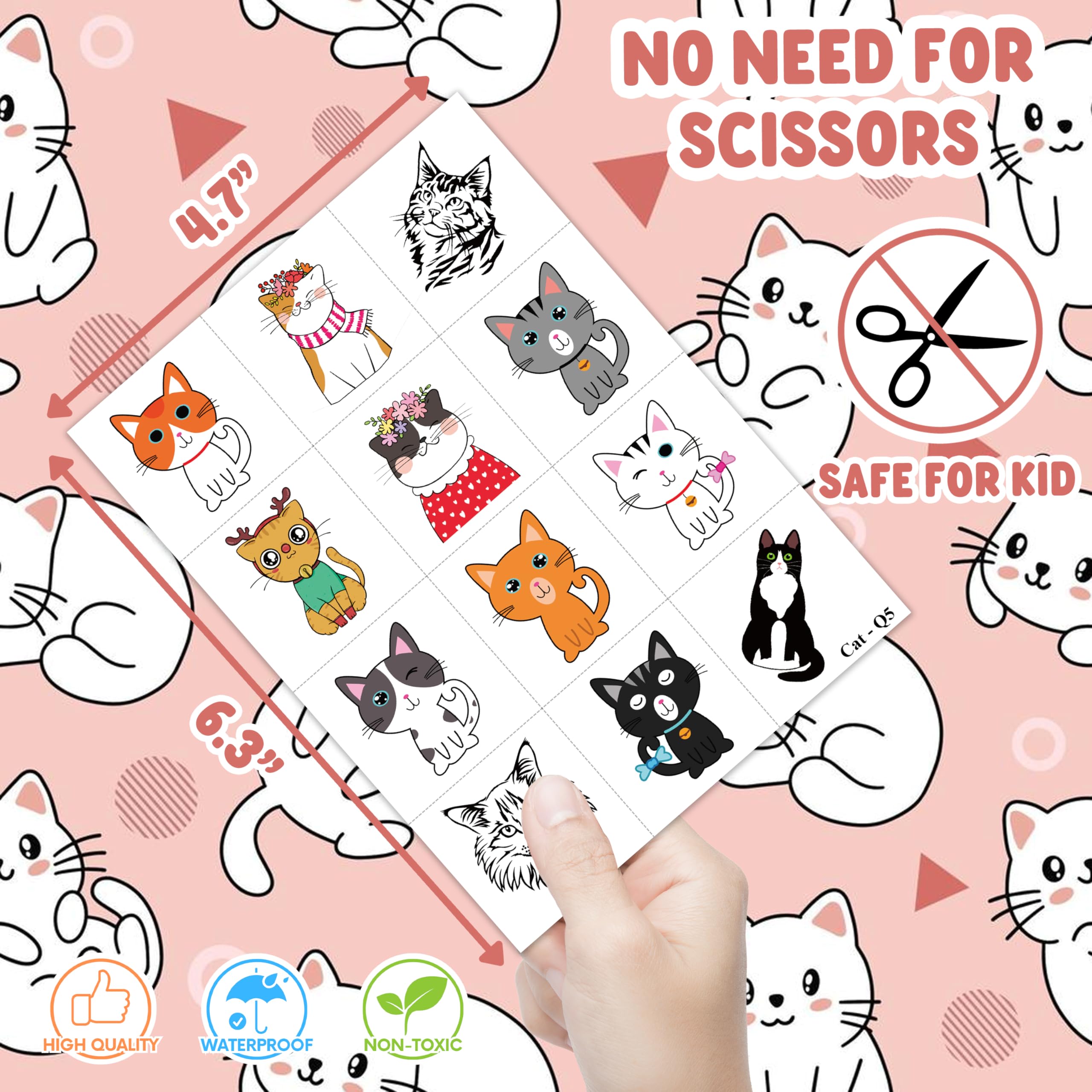 Tatuajes-gatos: decoración de cumpleaños divertida para niños.