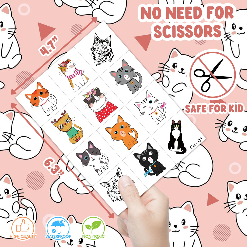 Tatuajes-gatos: decoración de cumpleaños divertida para niños.