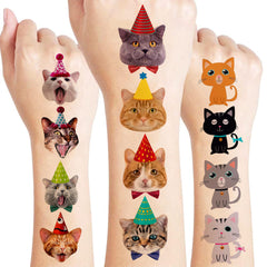 Tatuajes-gatos: diseños adorables en 8 hojas para cara y brazos.