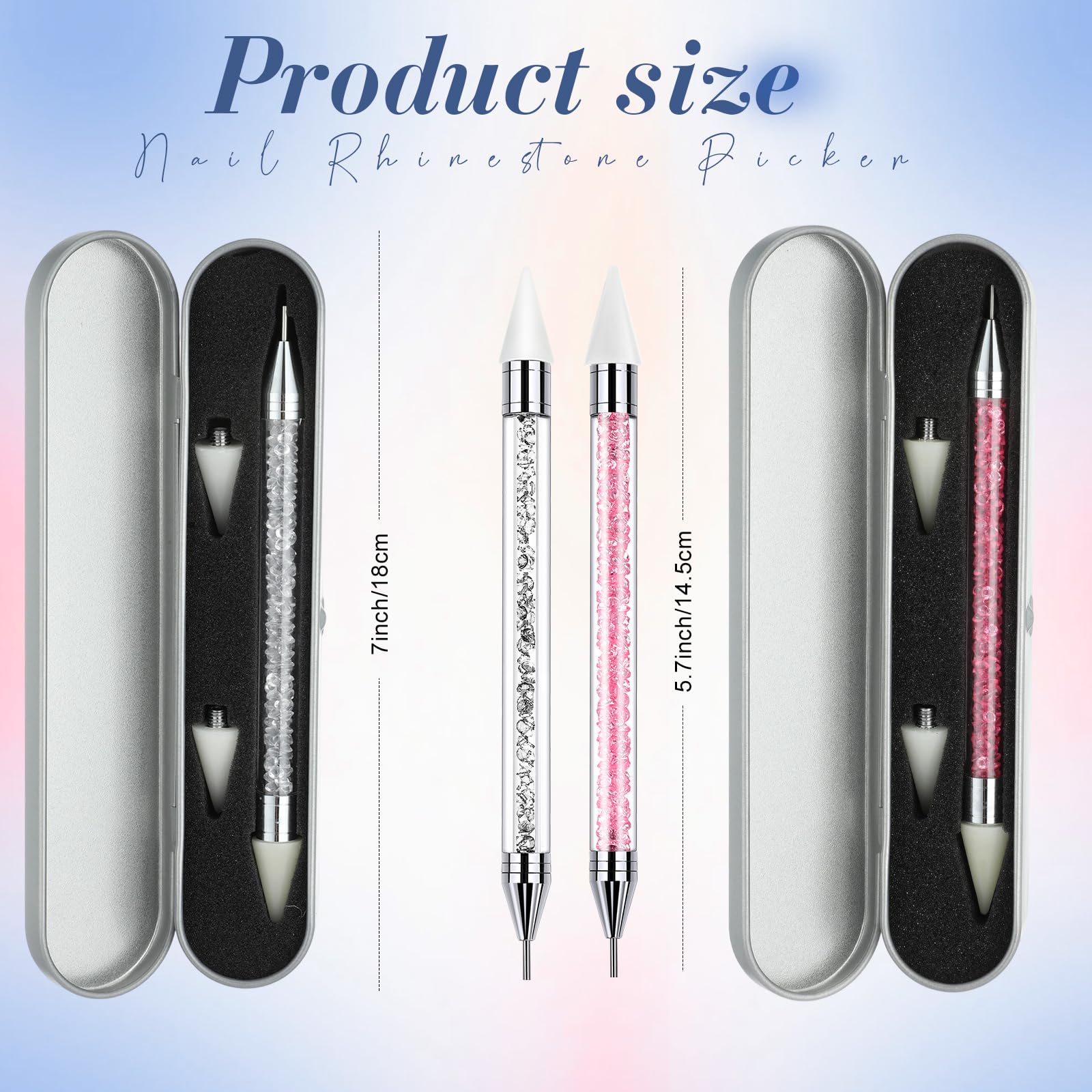 Tatuo dual-ended rhinestone picker with wax tip for versatile gem placement on nails.