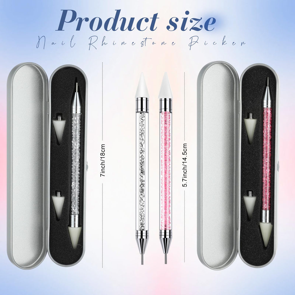 Tatuo dual-ended rhinestone picker with wax tip for versatile gem placement on nails.